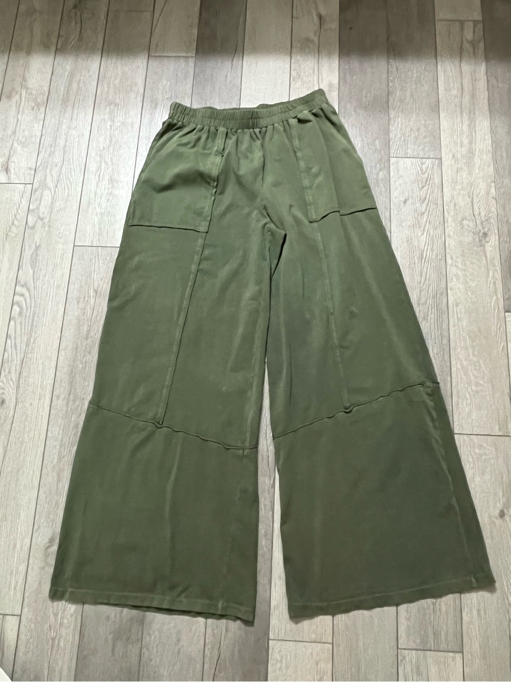 Final Touch Olive Green Wide-Leg Elastic Waist Pants Size Medium